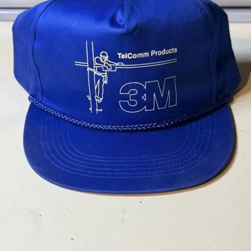 Vintage 3M TelComm Products Blue Snapback Hat